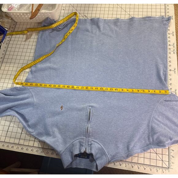 Polo Ralph Lauren Estate Rib Light Blue 1/4 Zip Long Sleeve Sweater Men 2XLT - Picture 8 of 8